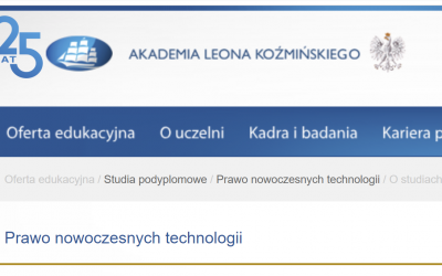 Wykład w ramach Prawa nowoczesnych technologii